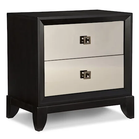 Contemporary 3-Drawer Nightstand with Bronze Mirrored Drawer Fronts & Outlets in Back